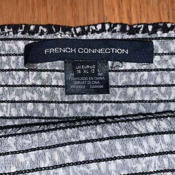 French Connection Elao Verona Crepe Black Multi Print Midi Smock Dress 12 - Picture 5 of 9